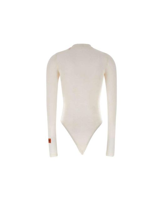 Heron Preston Hpny Embroidered Mock Neck Bodysuit in White | Lyst UK