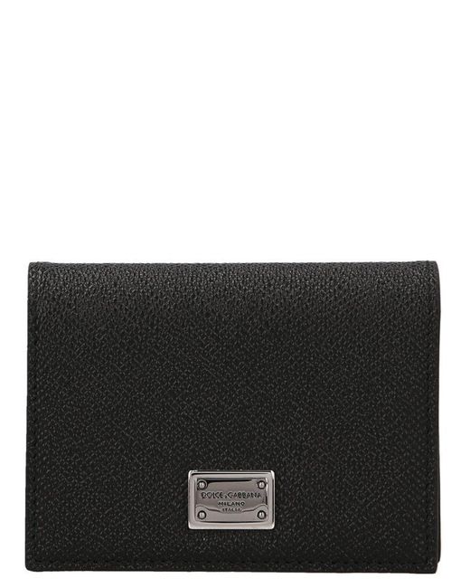 Dolce & Gabbana Black Logo Plaque Bifold Wallet for men