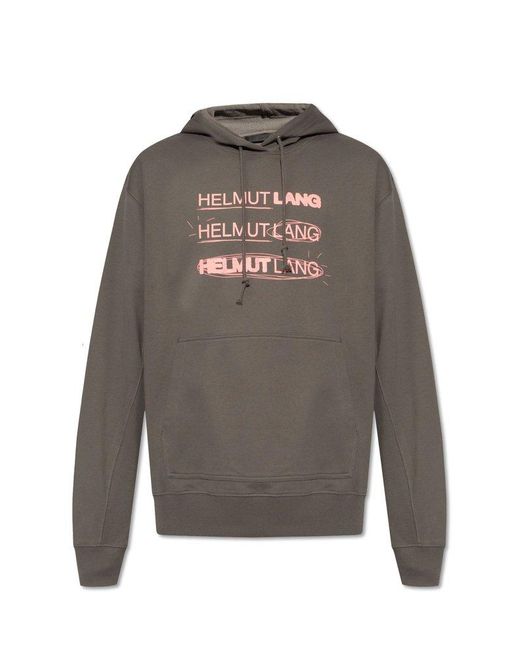 Helmut Lang Gray Hoodie With Logo, for men