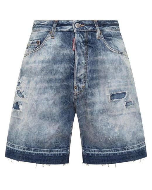 DSquared² Blue Ruined Boxer Shorts for men
