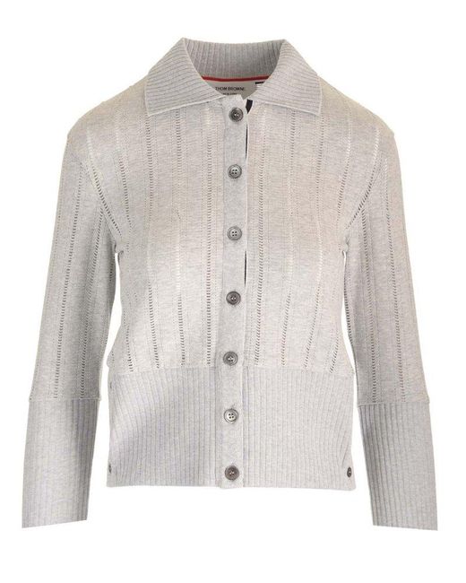 Thom Browne White Buttoned Cardigan