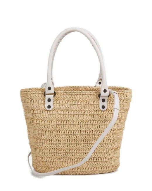 Balenciaga White Le Cagole Raffia Basket Bag