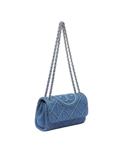 Tory Burch Blue Fleming Small Denim Shoulder Bag