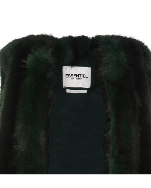 Essentiel Antwerp Black Faux Fur Sleeveless Vest