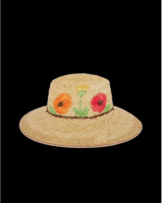 Grevi Black Floral Patterned Wide Brim Hat