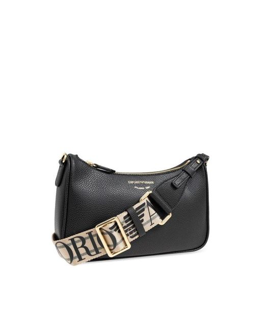 Emporio Armani Black Shoulder Bag With Printed Logo