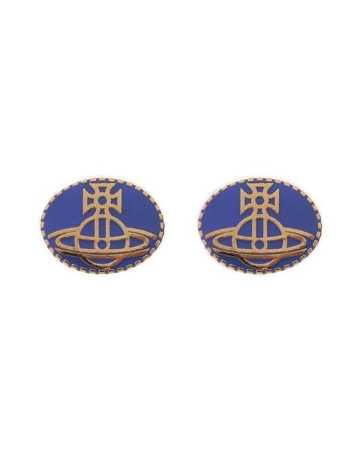 Vivienne Westwood Blue 'amanda' Earrings With Logo