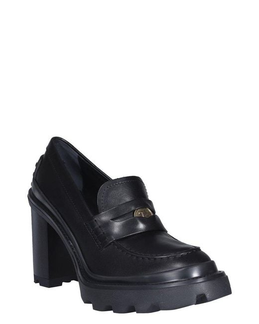 Tod's Black Penny Heeled Loafer