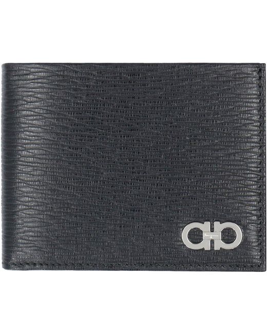 Ferragamo Black Gancini Bi-fold Wallet for men