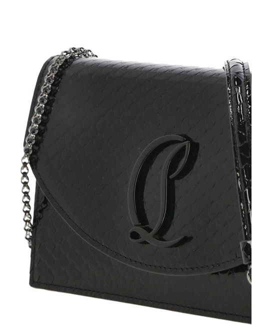 Christian Louboutin Black Loubi54 Foldover Top Clutch Bag