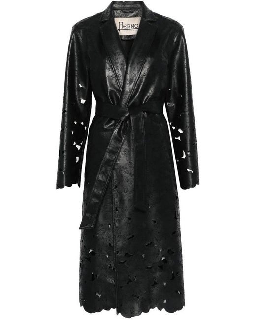 Herno Black Embroidered Coat