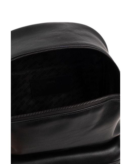 KENZO Black Leather Backpack, for men