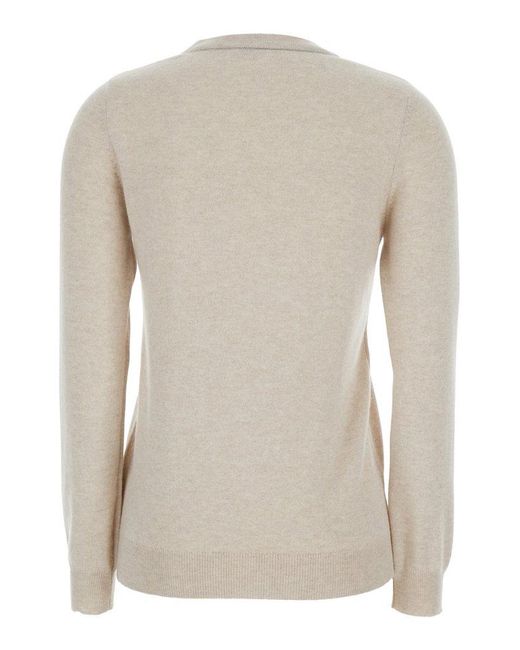 Brunello Cucinelli Natural Crewneck Knitted Jumper