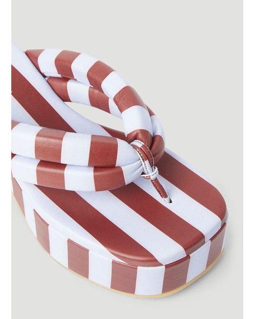 Dries Van Noten Red Striped Platform Sandals