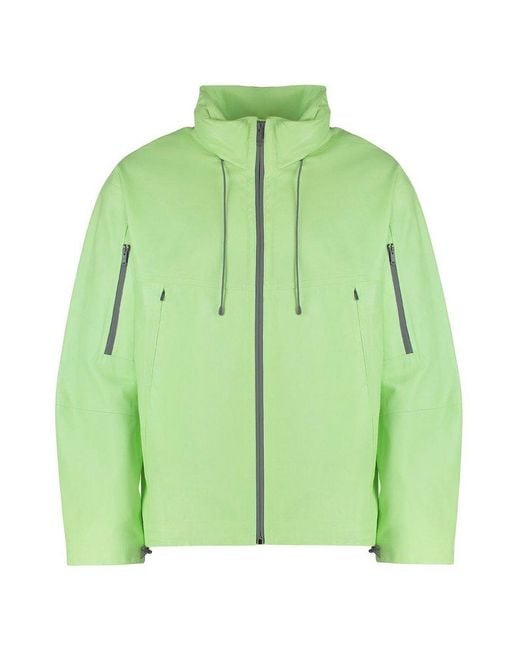 Givenchy Green Leather Windbreaker Jacket for men