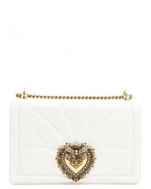 Dolce & Gabbana Leather Devotion Crossbody Bag in White Lyst