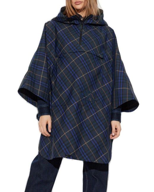 Burberry Blue Checkered Poncho