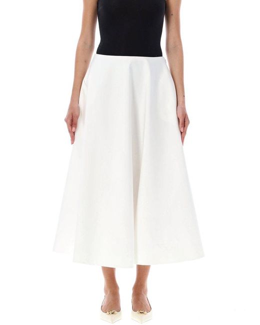 Valentino White Straight Hem A-line Skirt