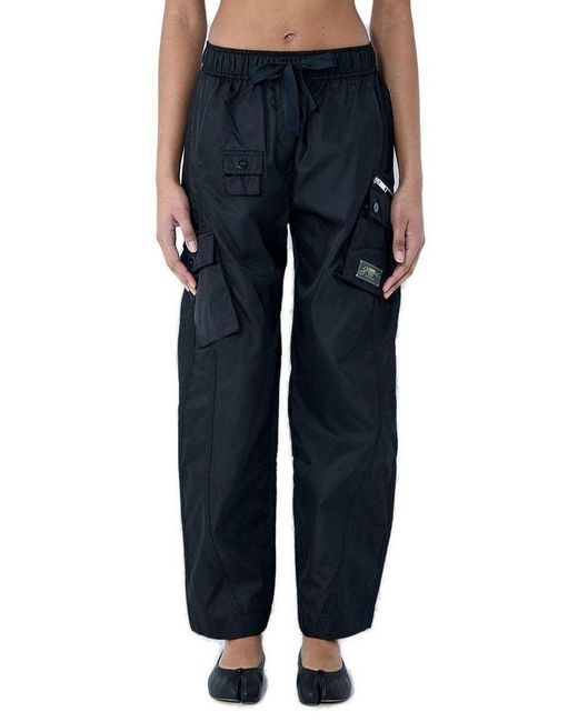 Ganni Blue Straight-Leg Drawstring Cargo Pants