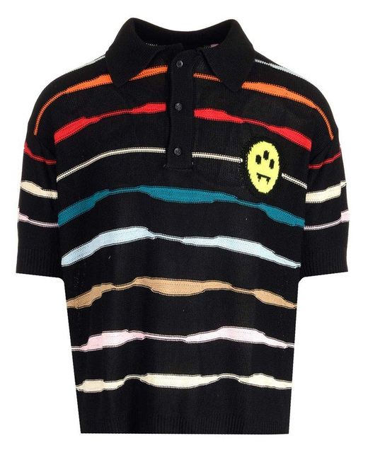 Barrow Blue Striped Knitted Polo Shirt for men