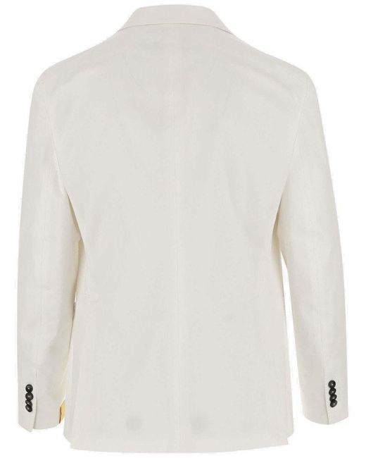 Tagliatore White Single-Breasted Stretch Cotton Jacket for men