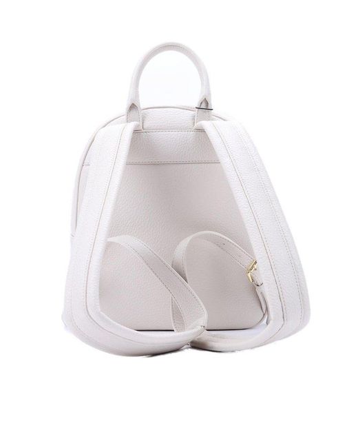 Love Moschino White Logo-embossed Zipped Backpack