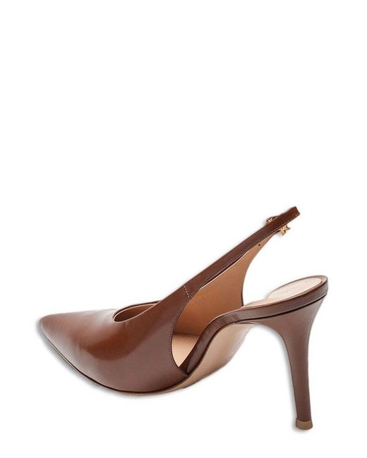 Gianvito Rossi Brown Robbie Kitten Heel Slingback Pumps