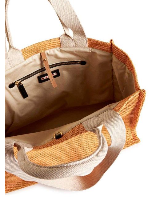 Marni Orange Basket Raffia Large Tote Bag