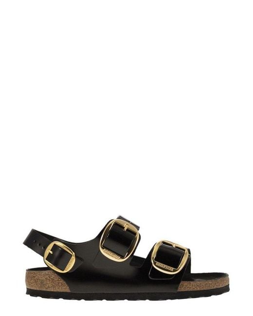 Birkenstock Black Milano Big Buckle Slip-On Sandals