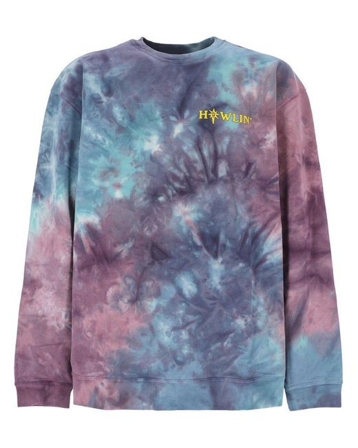 Howlin' By Morrison Blue Tie-Dye Crew Neck Sweater for men