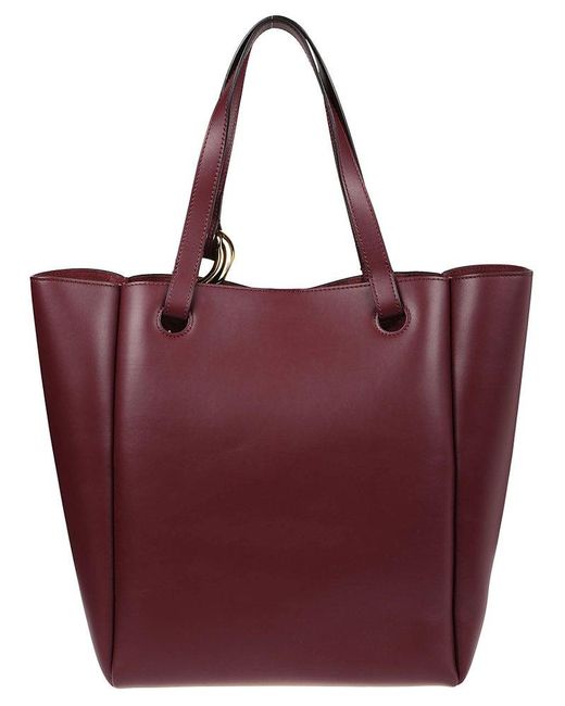 J.W. Anderson Red Logo Embossed Chain Detailed Tote Bag
