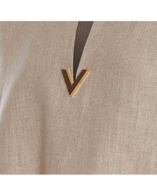 Valentino Natural V-detailed Collared Blouse