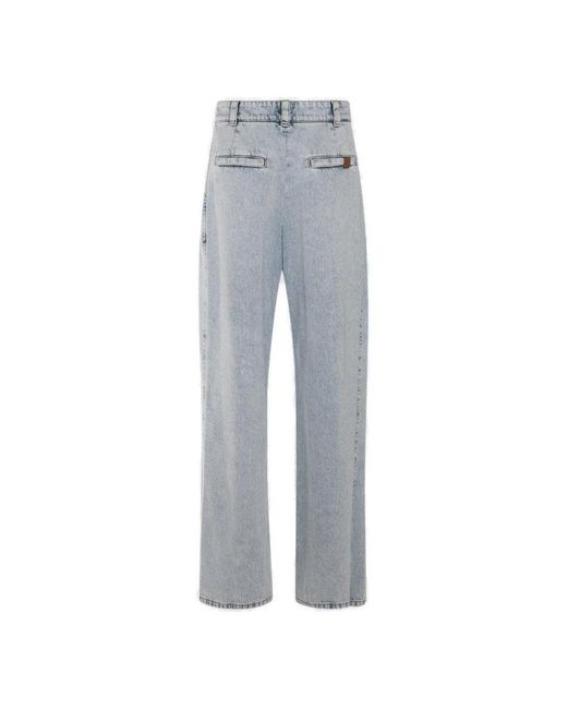 Brunello Cucinelli Gray Low-rise Wide-leg Whiskering Effect Jeans