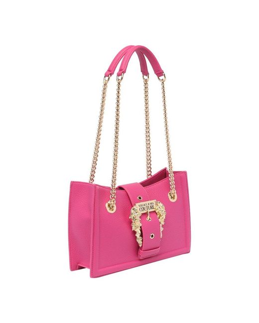 Versace Pink Logo-engraved Buckle Shoulder Bag