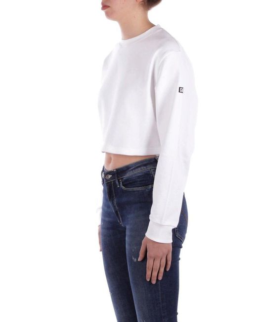 Gcds White Logo Printed Cropped Sweatshirt