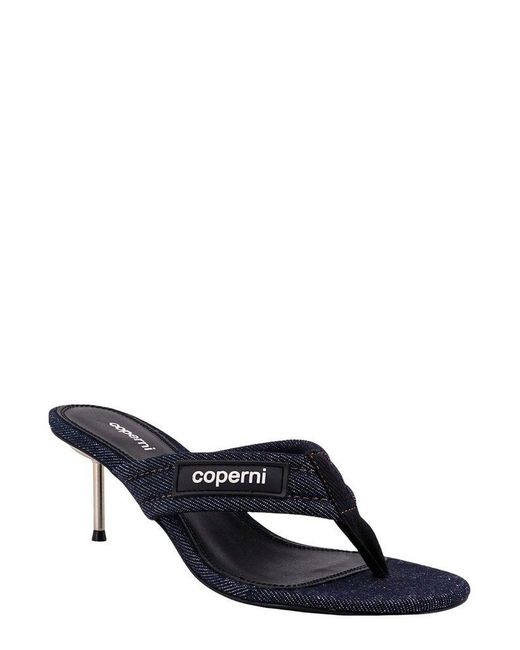 Coperni Blue Denim Branded Thong Sandals