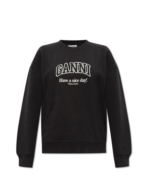 Ganni Black Sweatshirt With Logo,