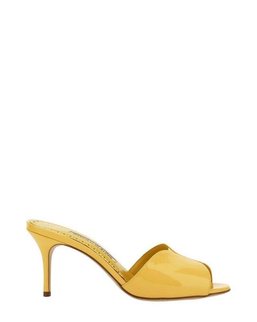 Manolo Blahnik Houramupatent Heeled Sandals in Metallic Lyst