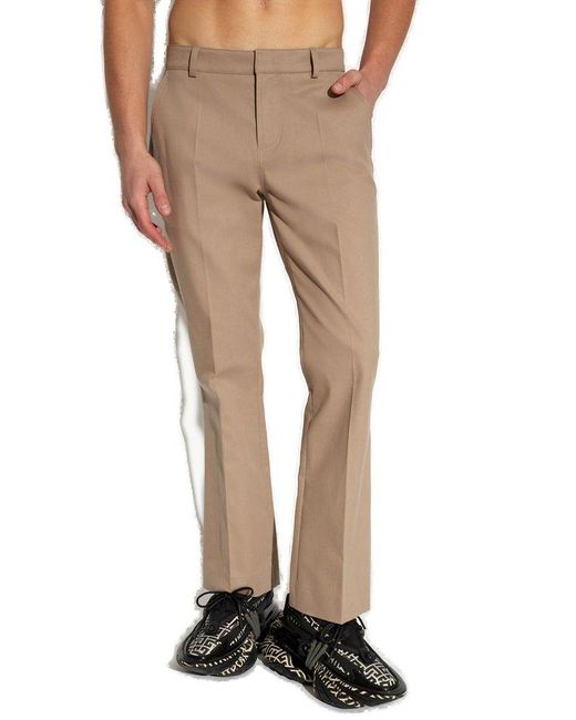 Balmain Natural Pleat-front Flared Trousers, for men
