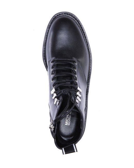 MICHAEL Michael Kors Black Logo-tape Lace-up Ankle Boots