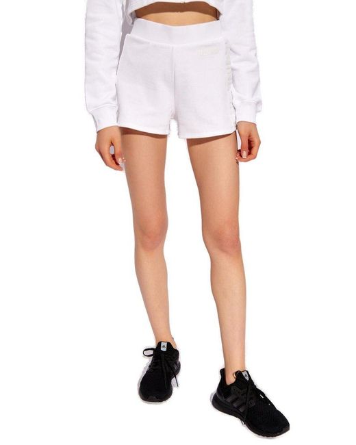 Moschino White Logo Patch Thigh-high Shorts