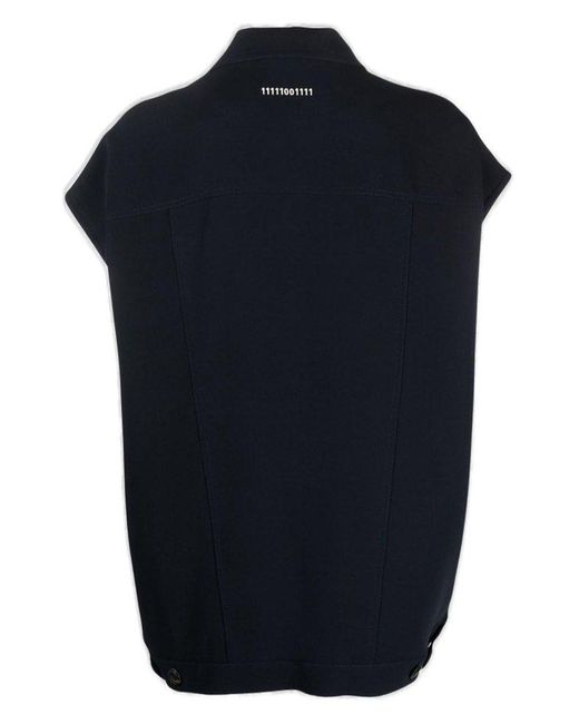 Societe Anonyme Black Chest-pocket Cap Sleeved Buttoned Gilet