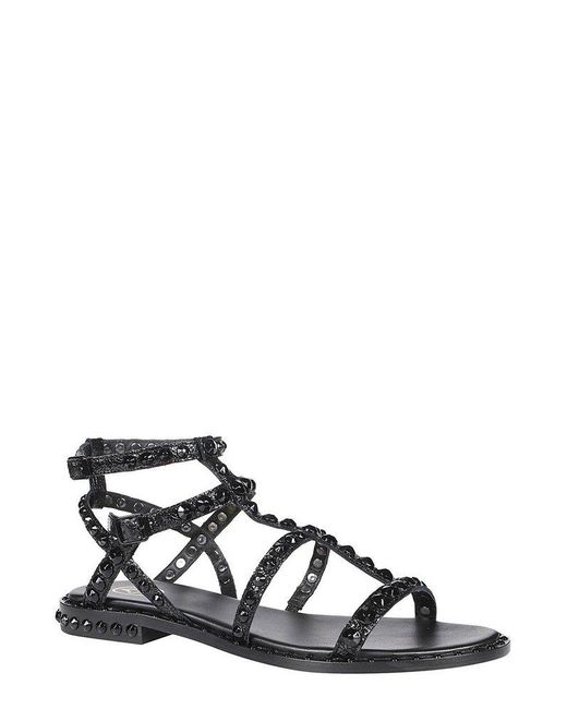 Ash Black Stud Embellished Open Toe Sandals