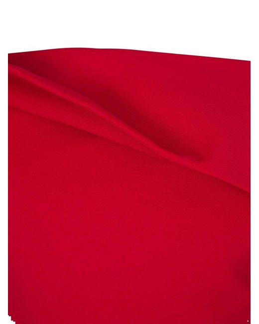 Roland Mouret Red Asymmetric Wool-blend Maxi Dress