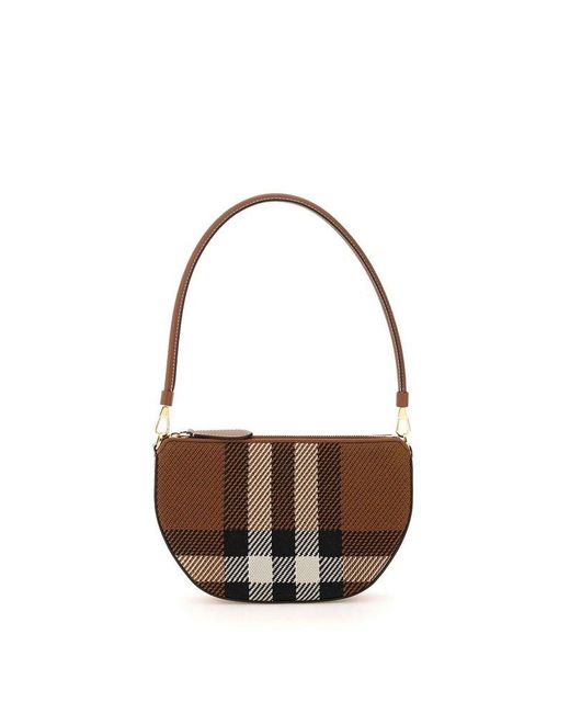 Burberry Brown Olympia Knitted-check Zipped Pouch