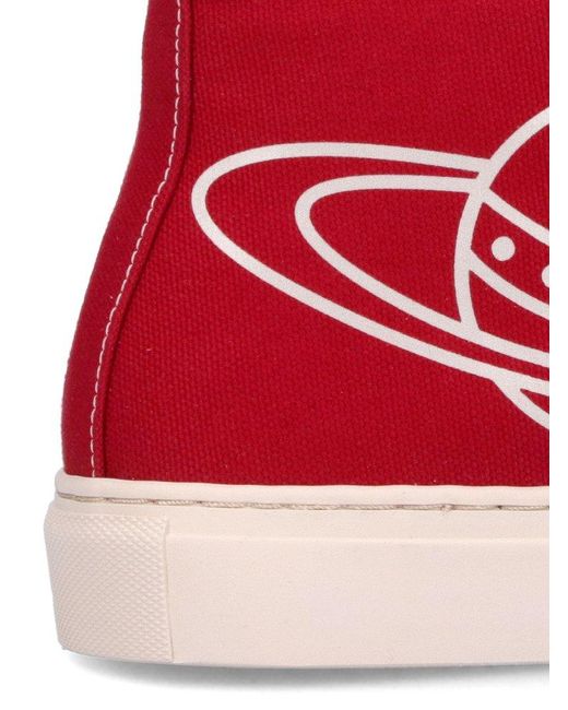 Vivienne Westwood Red Plimsoll Orb Printed High-top Sneakers for men