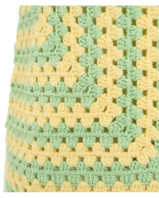Staud Yellow Psychedelic Crochet-knit Mini Dress