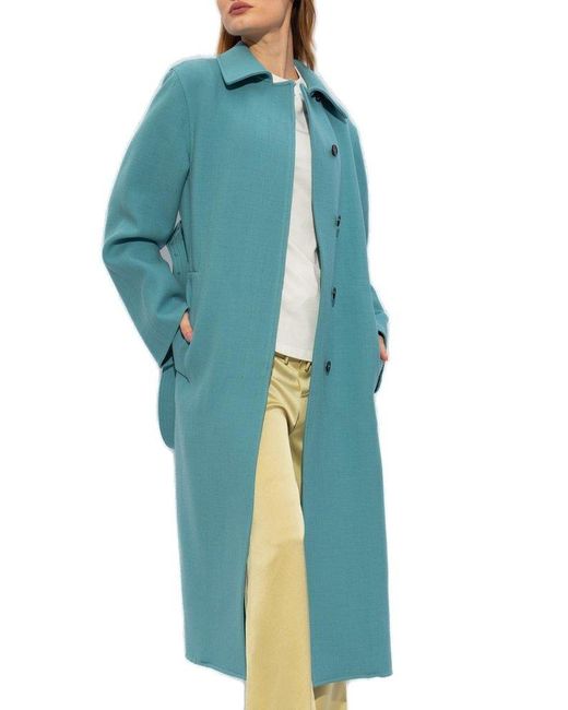 Jil Sander Blue Coat With Belt,