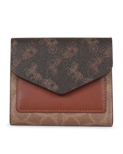 COACH Brown Wynn Horse And Carriage Print Small Wallet