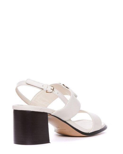 Ferragamo White Gancini-buckle Square-toe Sandals